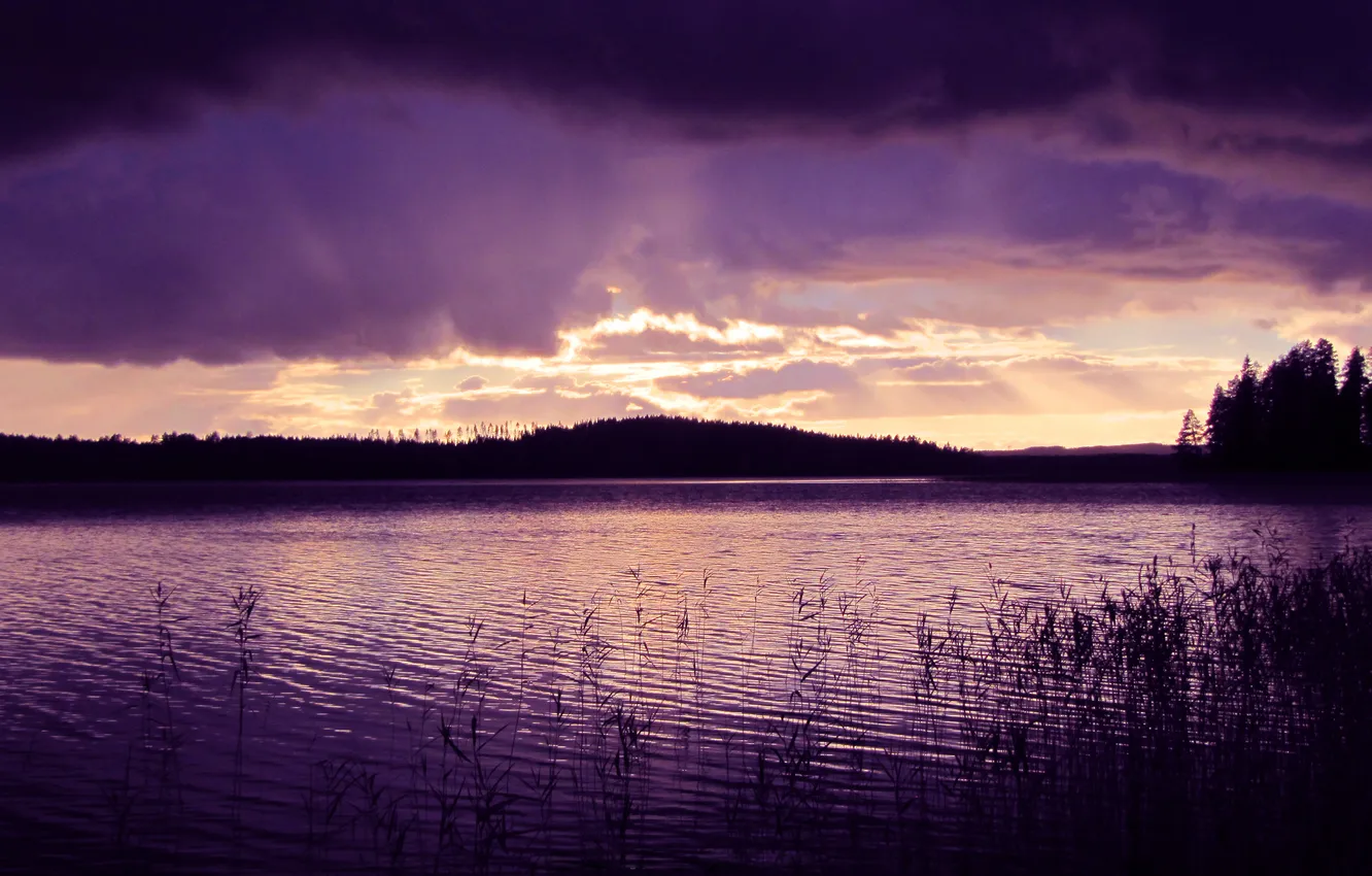 Photo wallpaper purple, water, the-calm-after-the-storm