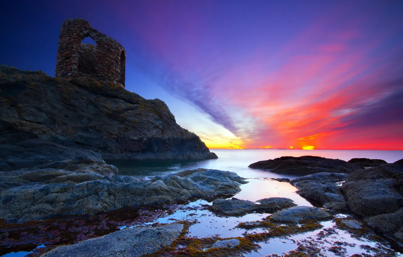 Photo wallpaper sea, landscape, sunset