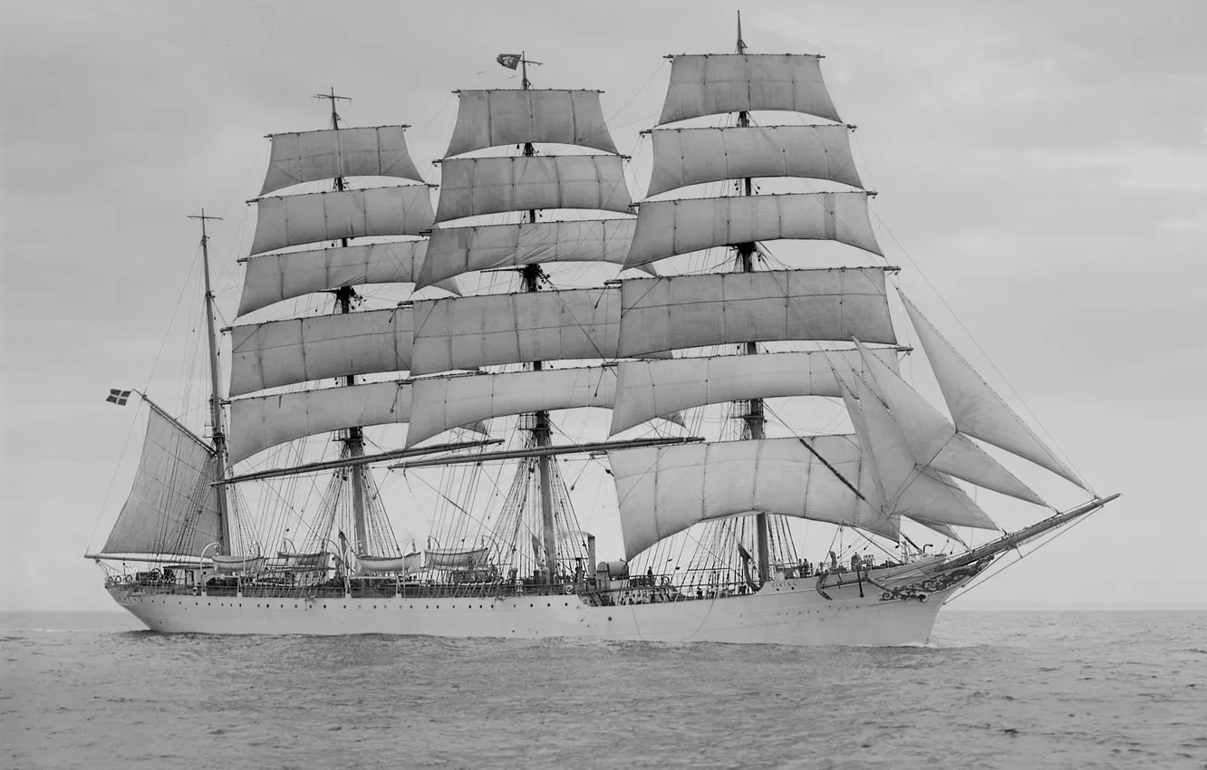 Photo wallpaper sea, retro, sail, Viking, bark