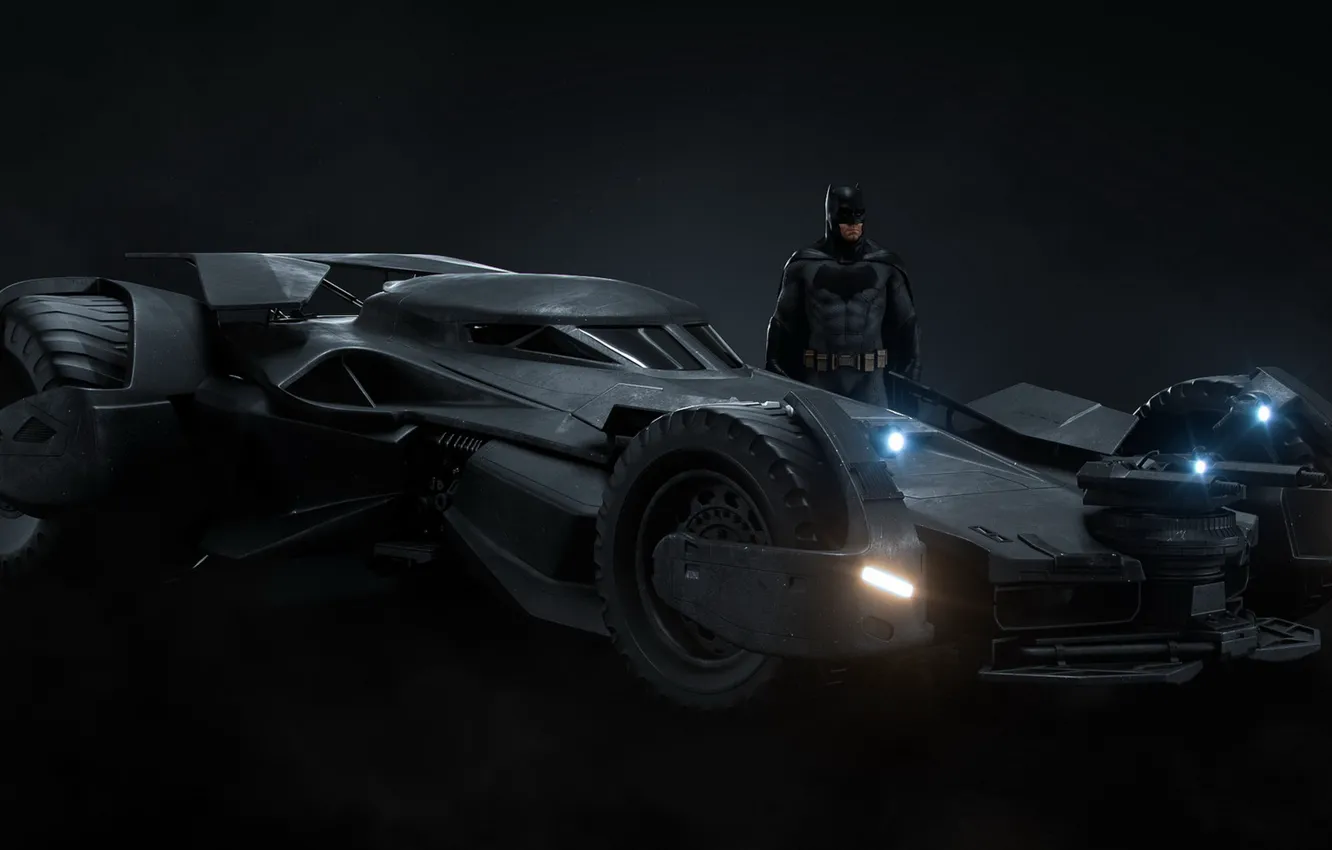 Photo wallpaper Batman, Batman, Batmobile, lanterns, DC Comics, The Batmobile