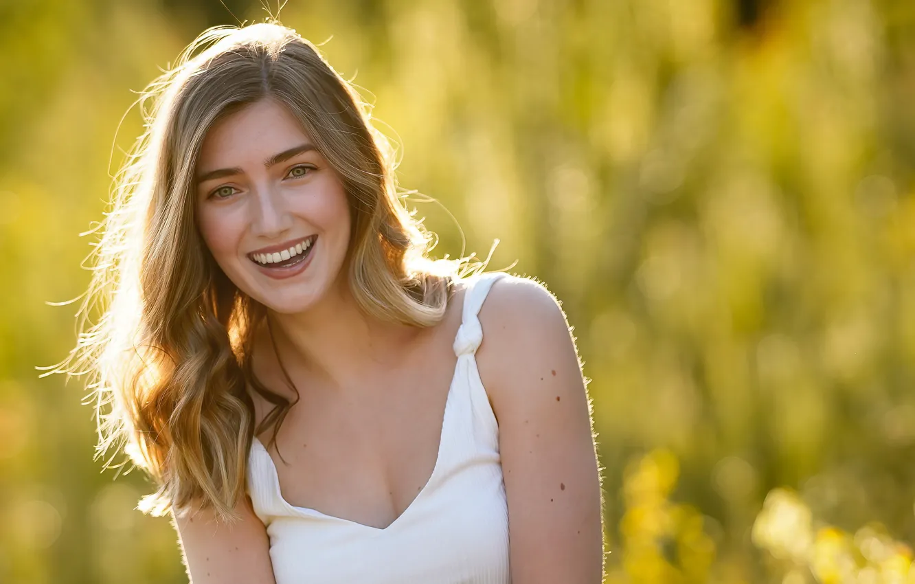 Photo wallpaper girl, smile, mood