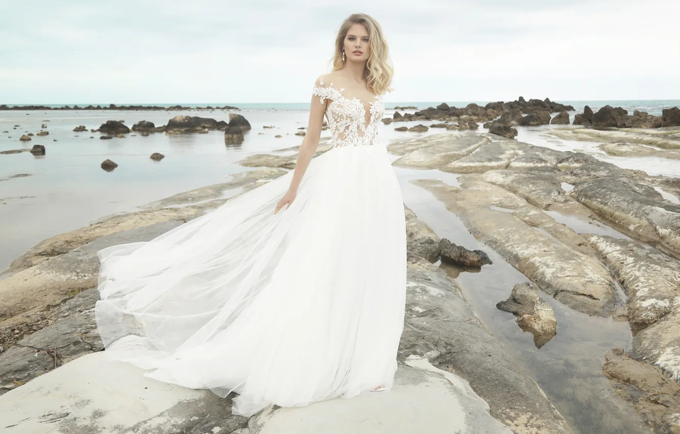 Photo wallpaper girl, dress, beautiful, model, sweet, blonde, wedding, long-haired