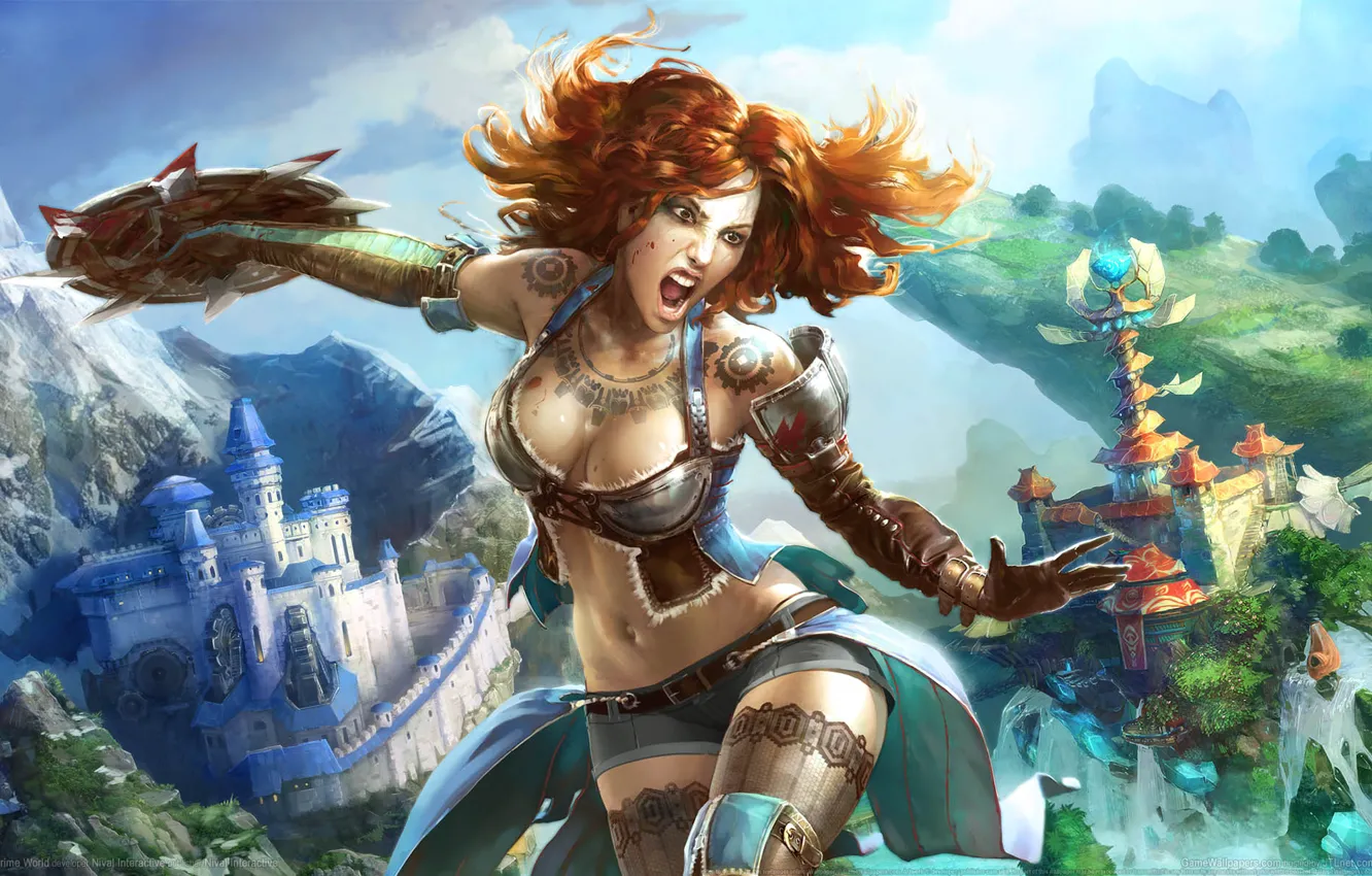 Photo wallpaper girl, castle, warrior, Prime World