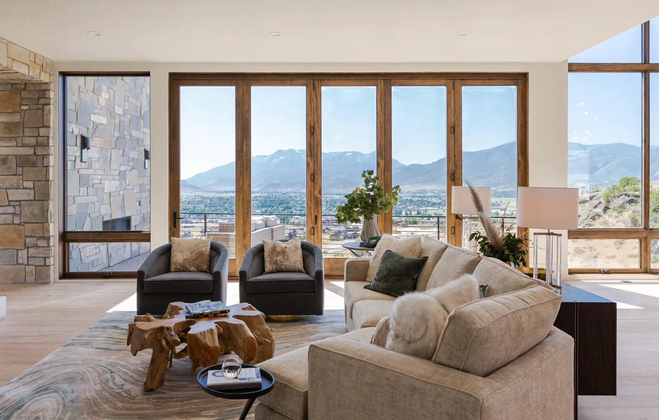 Photo wallpaper Villa, interior, living room, Utah, by PureHaven Architecture, Red Ledges Explorer II