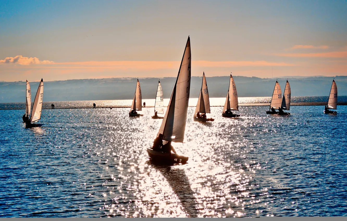 Photo wallpaper sea, nature, sport, yachts, sailboats at sea