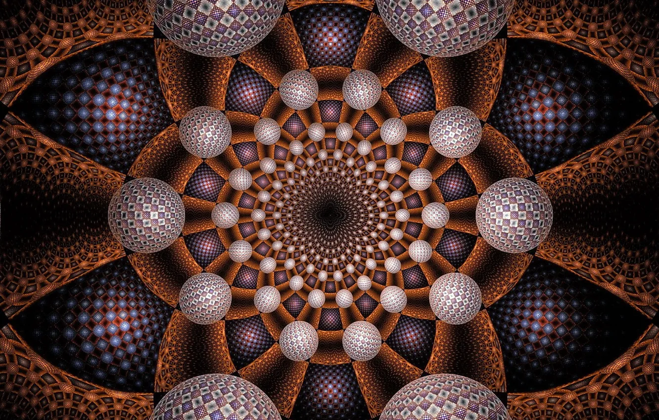 Photo wallpaper spiral, fractal, sphere, digital art, spiral, symmetry, fractal, digital art