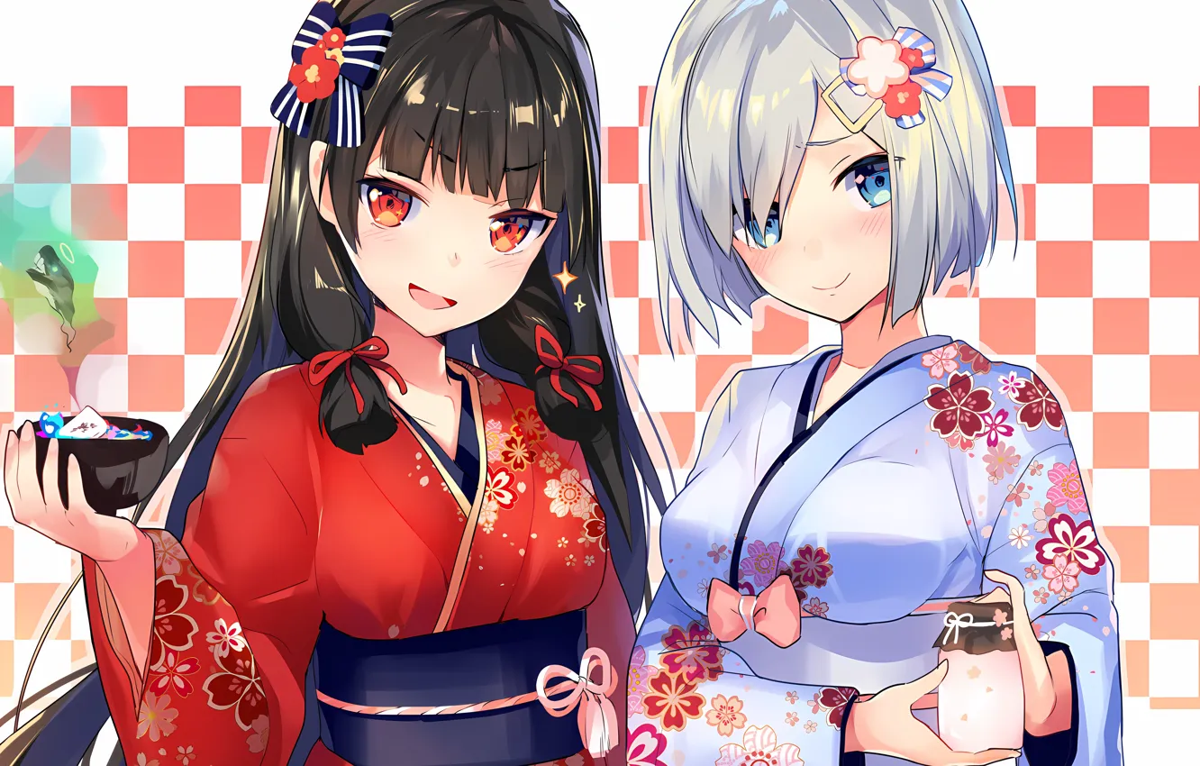 Photo wallpaper long hair, dress, girls, anime, blue eyes, beautiful, twintails, ribbons