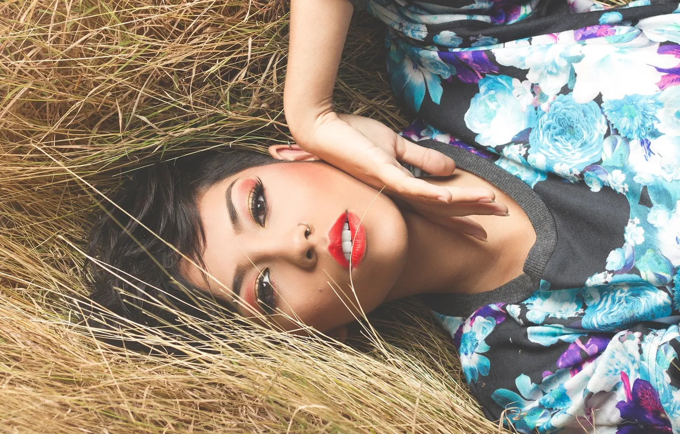 Photo wallpaper girl, makeup, brunette