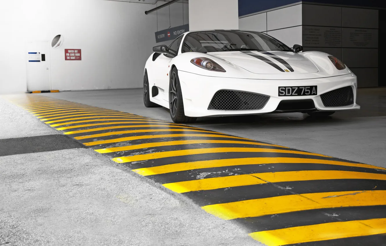 Photo wallpaper white, Ferrari, white, Ferrari, front view, f430 scuderia, F430 Scuderia, bump