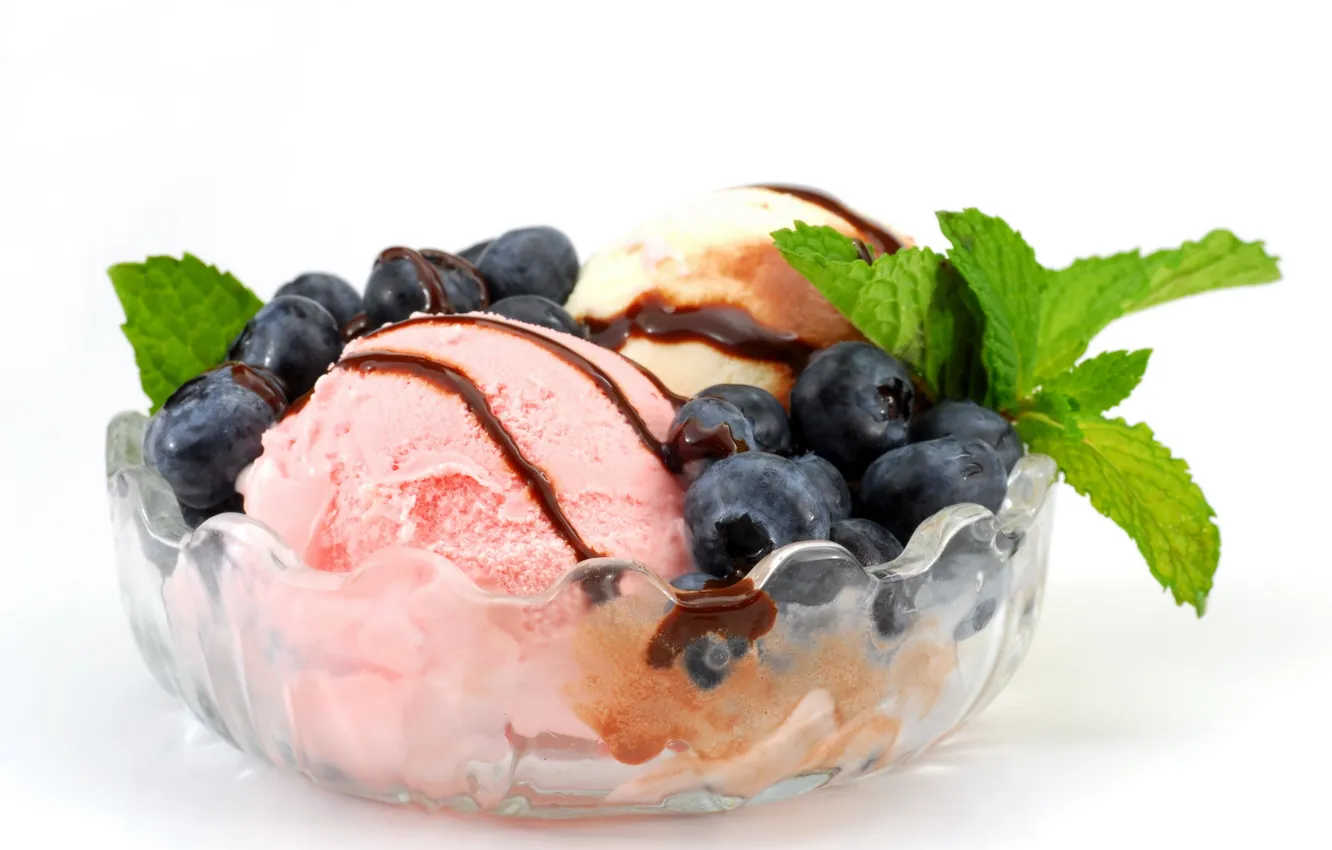 Photo wallpaper food, blueberries, ice cream, sweets, blueberries