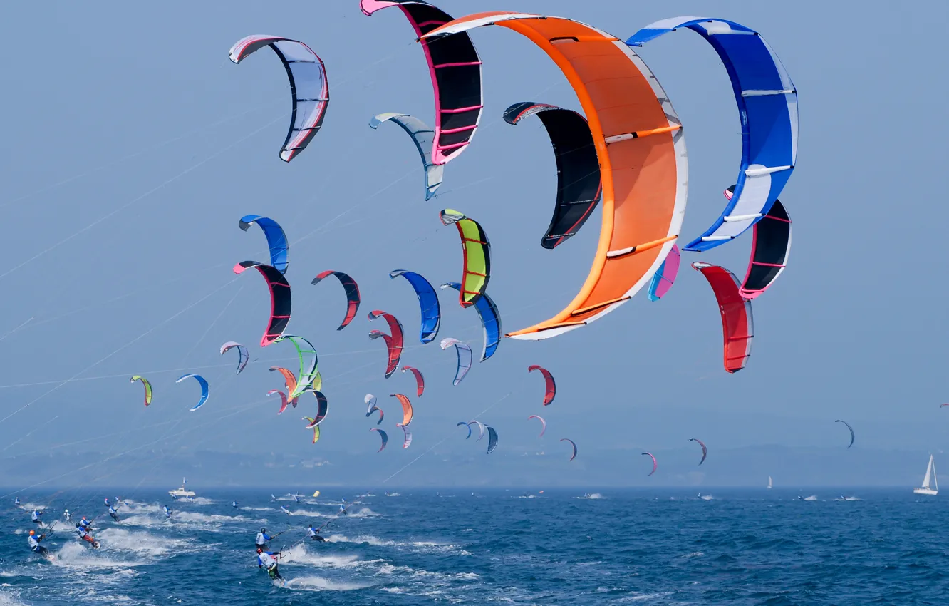 Photo wallpaper sport, beautiful, extreme, kitesurfing, parchute