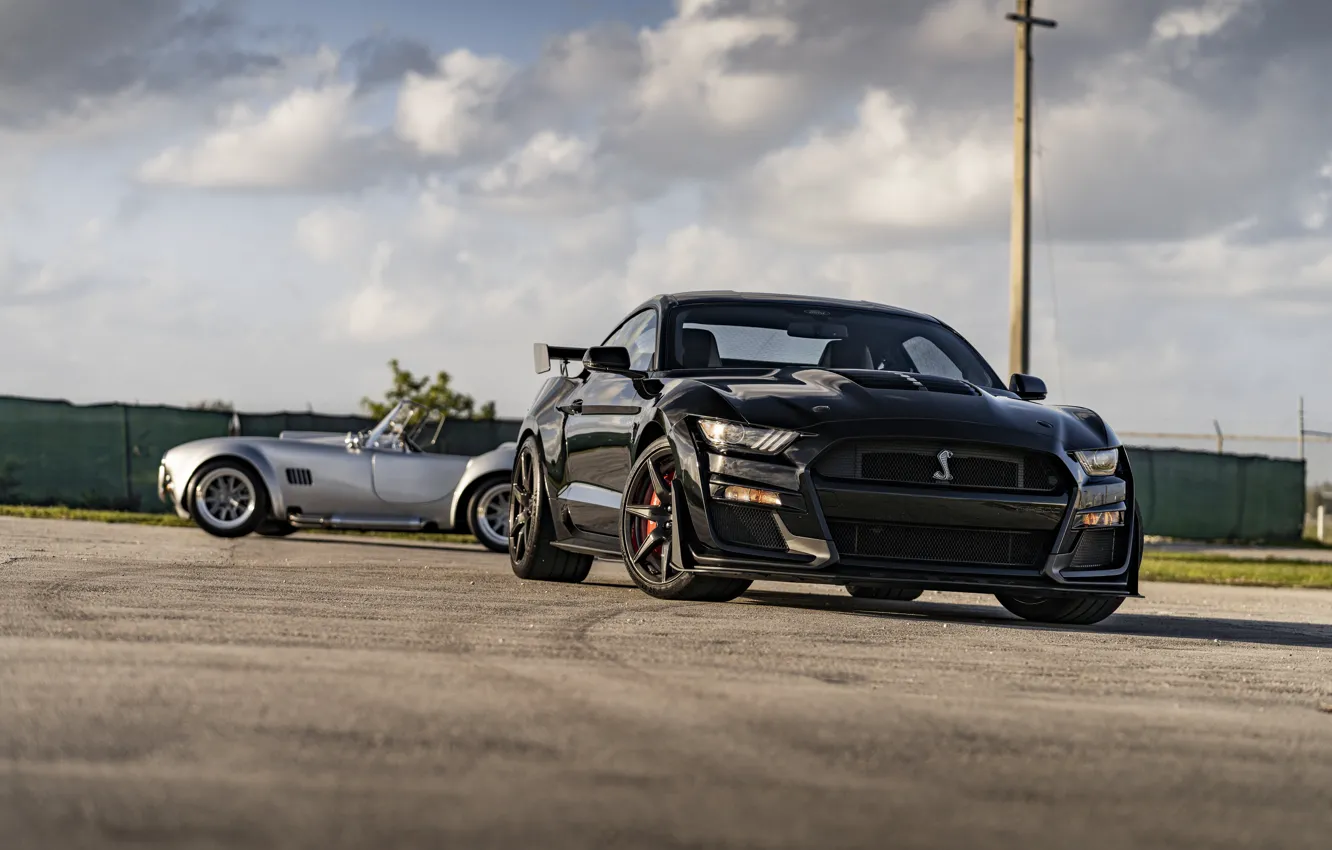 Photo wallpaper Mustang, Ford, Shelby, GT500, Cobra, Silver, Duet