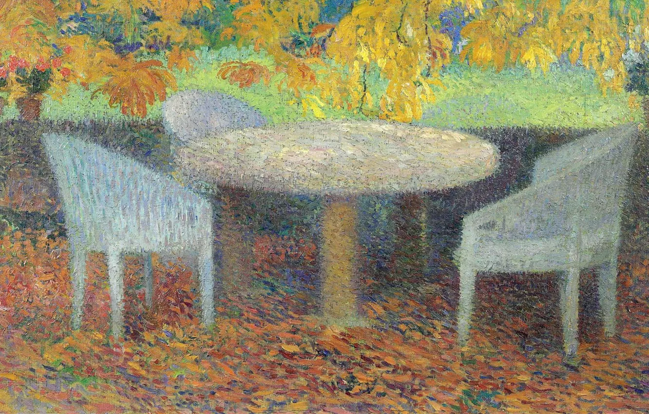 Photo wallpaper furniture, picture, genre, Henri-Jean Guillaume Martin, Henri Matrin, A big Table under a Chestnut tree