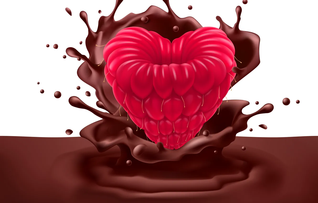 Photo wallpaper raspberry, chocolate, splash, berry, chocolate, Berries