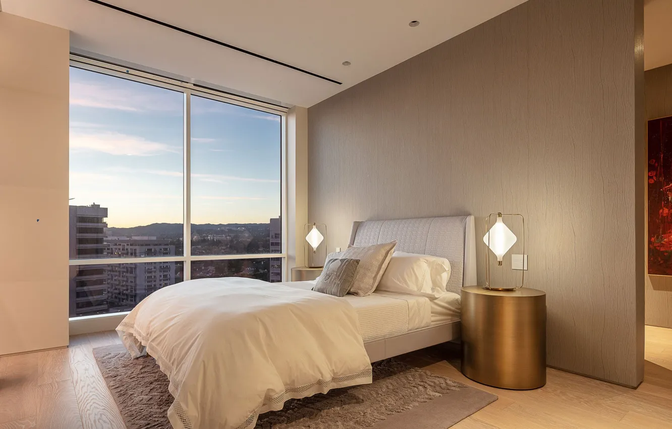 Photo wallpaper design, room, interior, CA, megapolis, Los Angeles, bedroom, Los Angeles