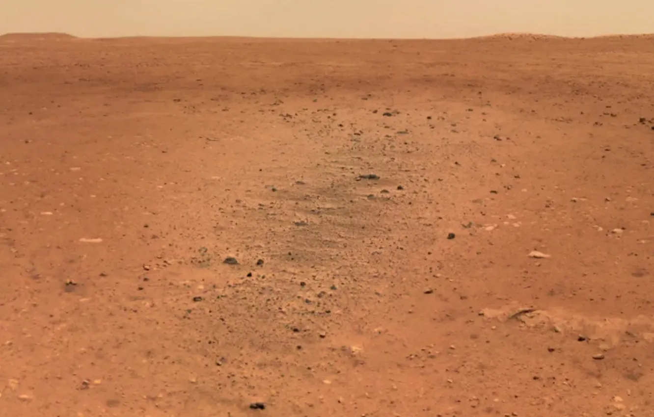 Photo wallpaper the sky, surface, nature, desert, planet, Mars, Mars, Zhuzhong rover