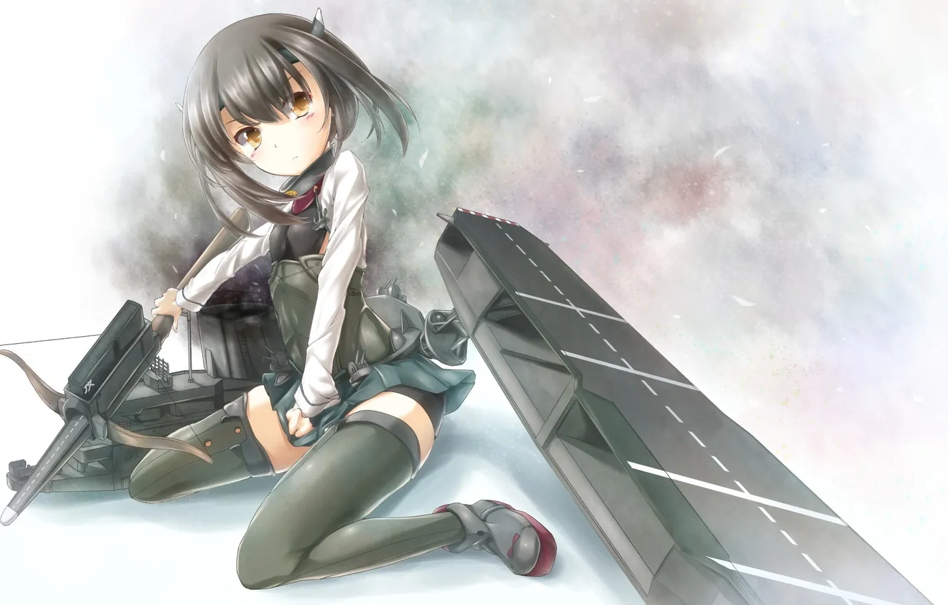 Photo wallpaper girl, weapons, anime, art, crossbow, kantai collection, ge nyu, Asahi