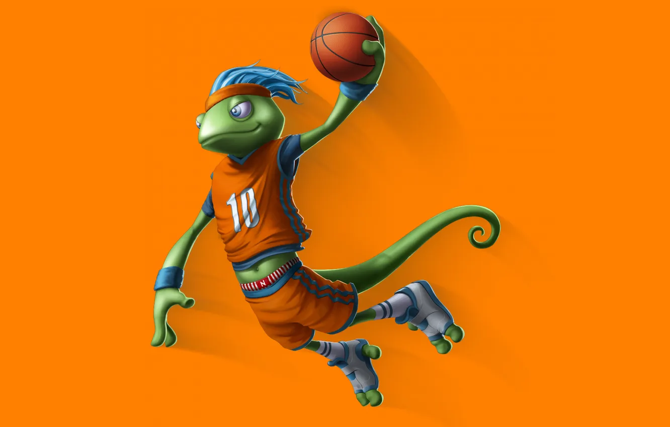 Photo wallpaper lizard, Novell, Suse Linux Geeko, Basketbol