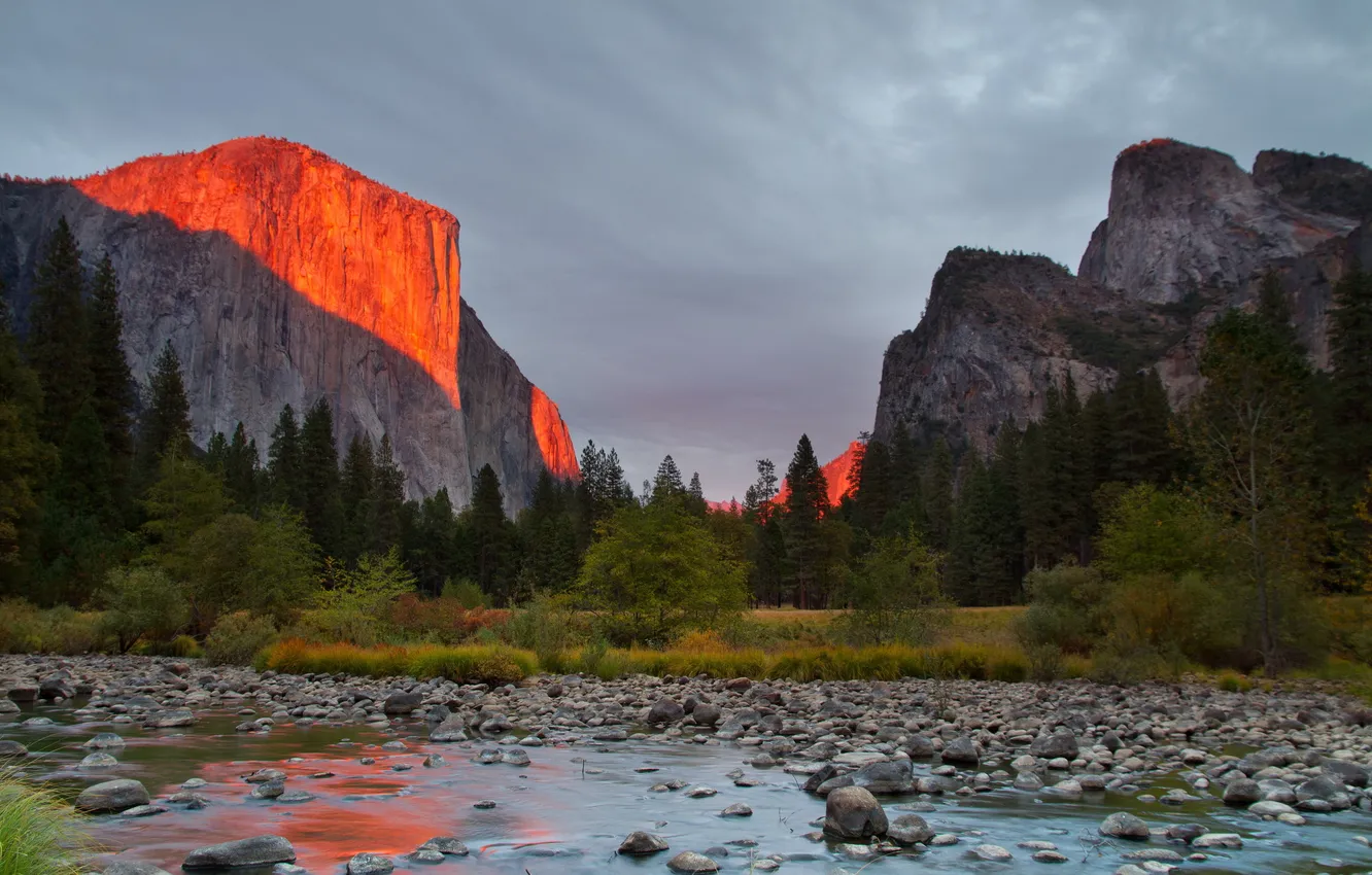 Photo wallpaper landscape, mountains, river