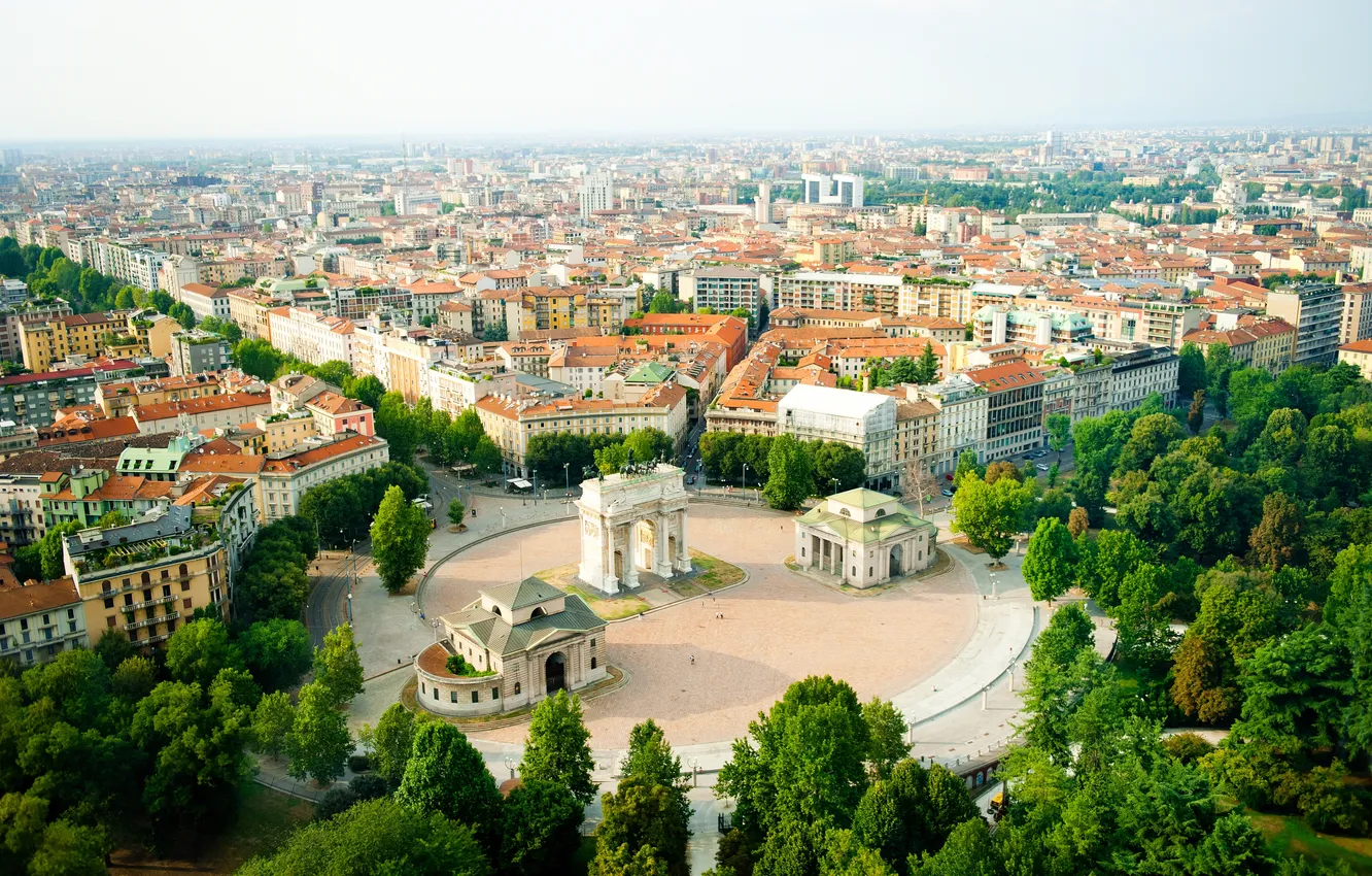 Photo wallpaper trees, the city, building, Italy, trees, Italy, buildings, town