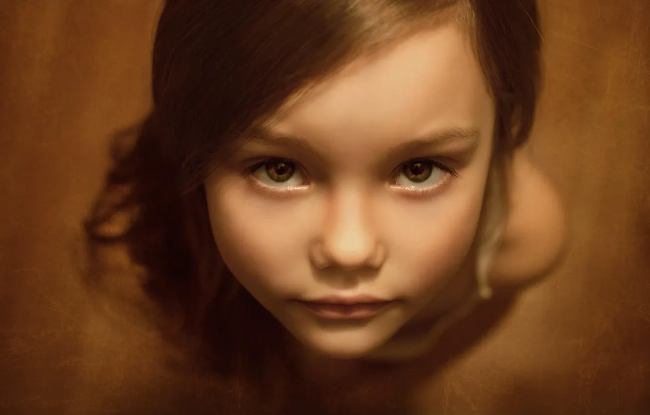 Photo wallpaper look, portrait, girl, brown-eyed