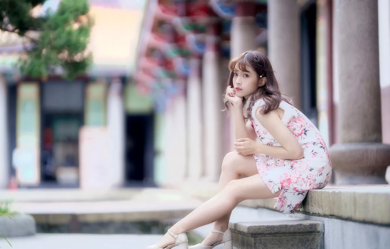 Photo wallpaper girl, pose, Asian