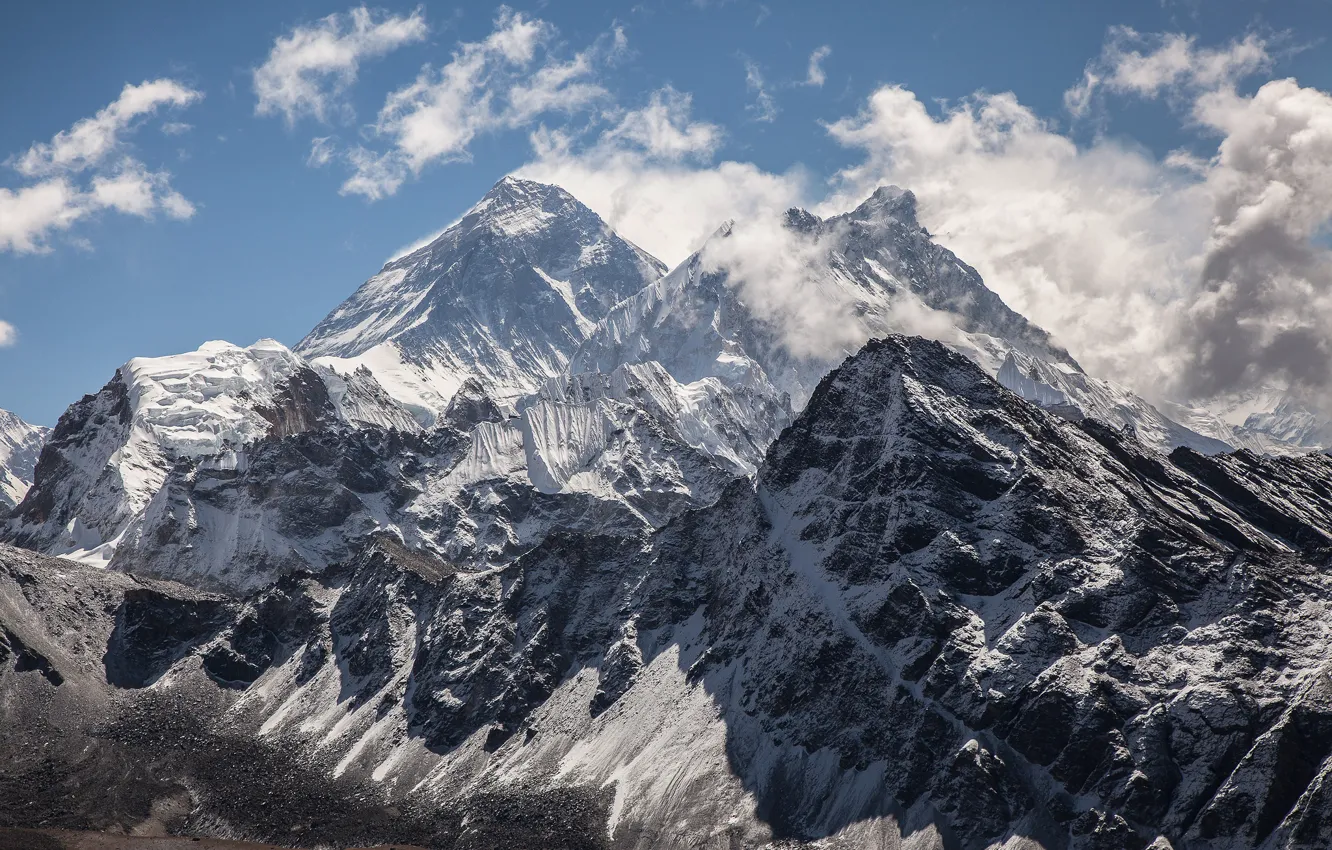 Photo wallpaper clouds, snow, mountains, nature, Everest, Chomolungma