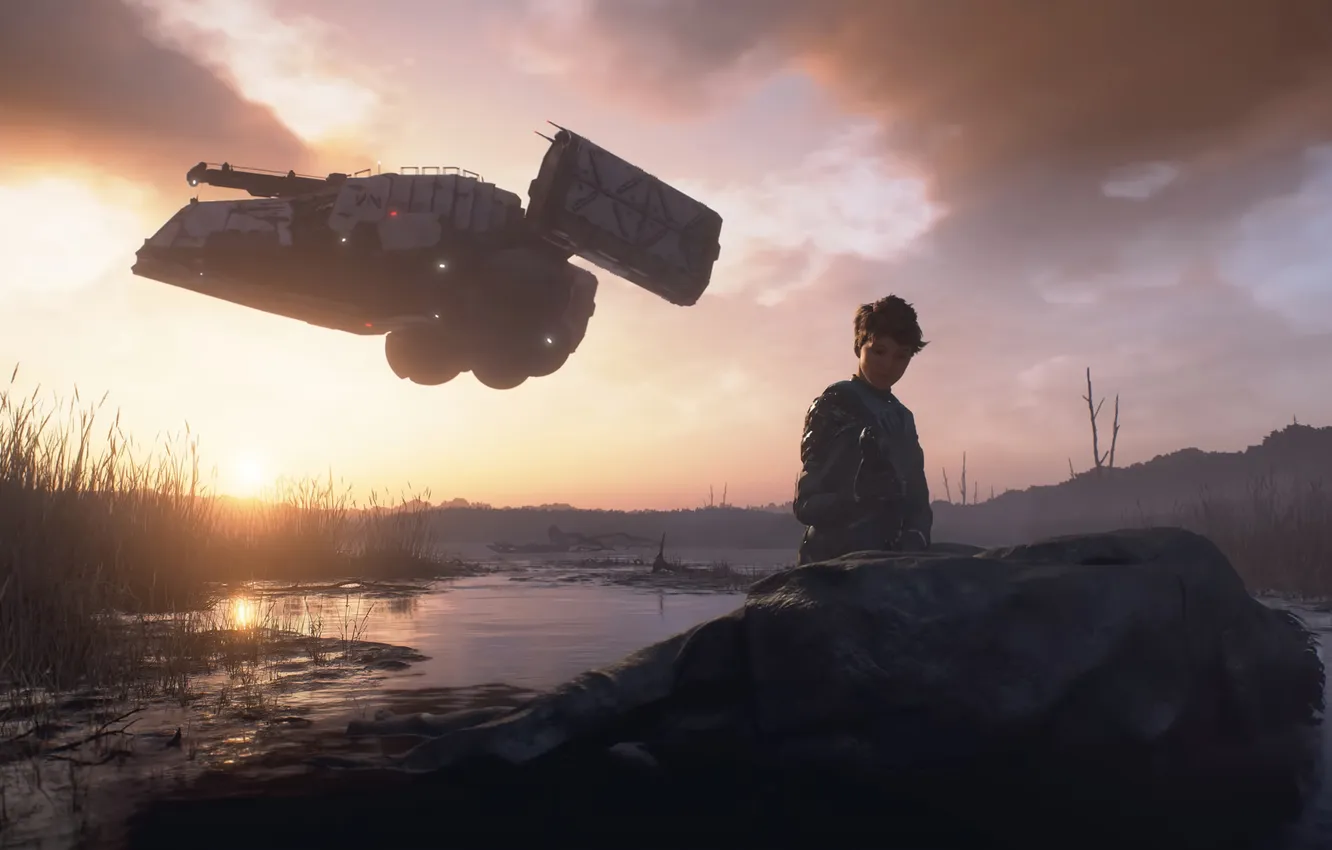 Photo wallpaper the game, ship, swamp, Screenshot, Death Stranding 2