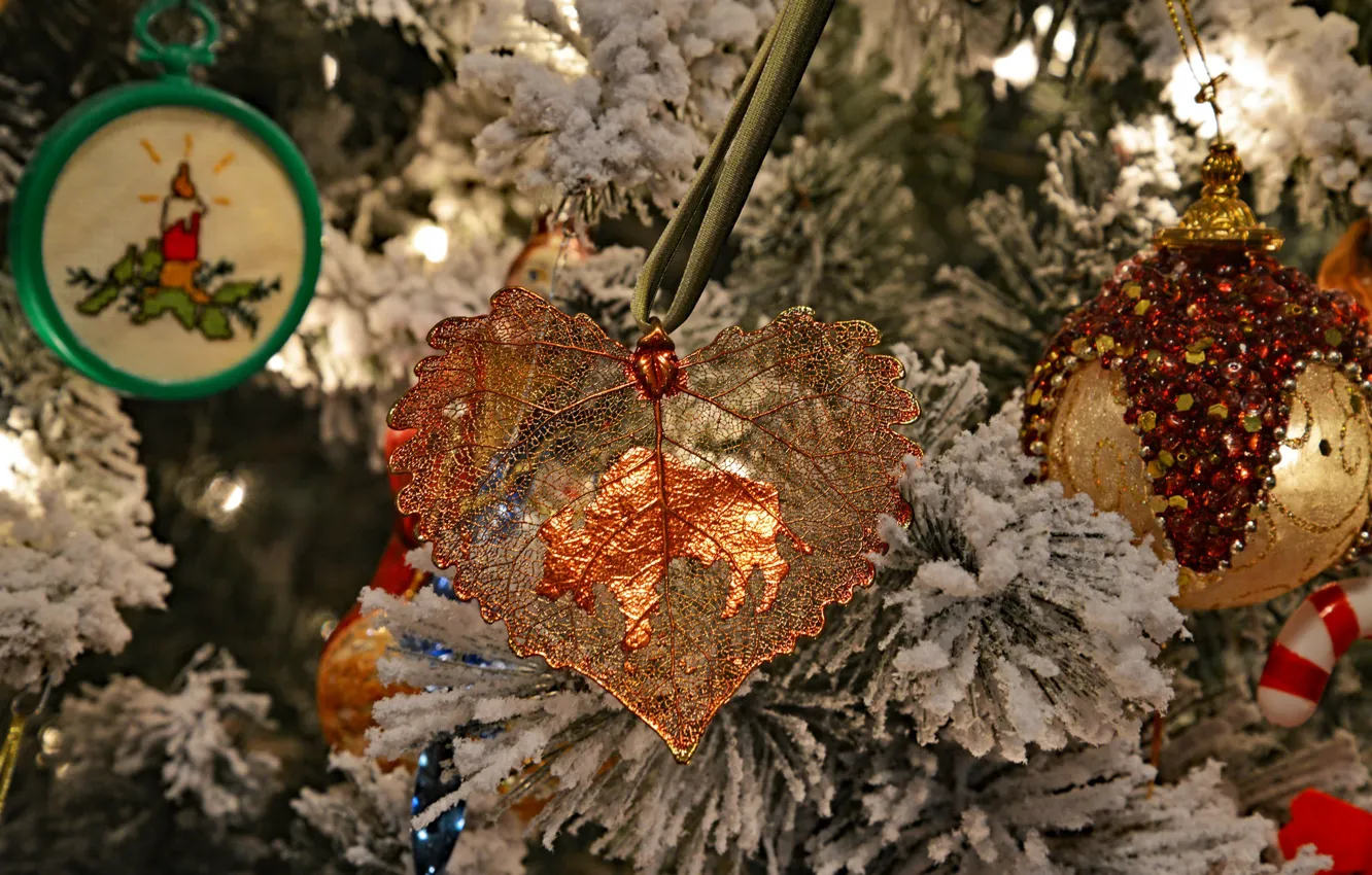 Photo wallpaper decoration, toy, new year, spruce, Christmas