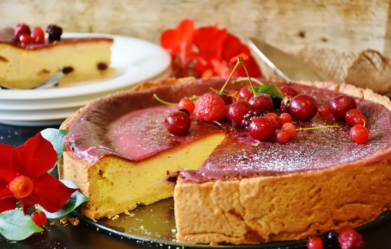 Photo wallpaper berries, pie, cakes
