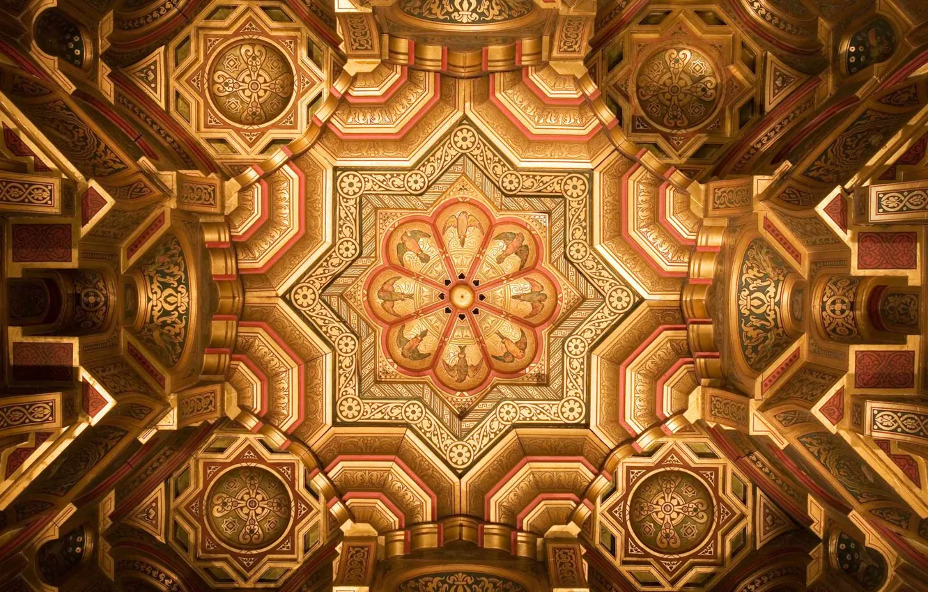 Photo wallpaper the ceiling, Wales, Arab room, Cardiff castle