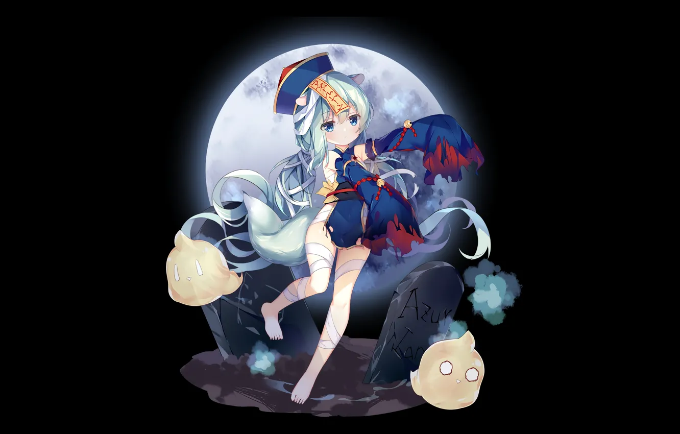 Photo wallpaper girl, sexy, long hair, dress, animal ears, anime, blue eyes, tail