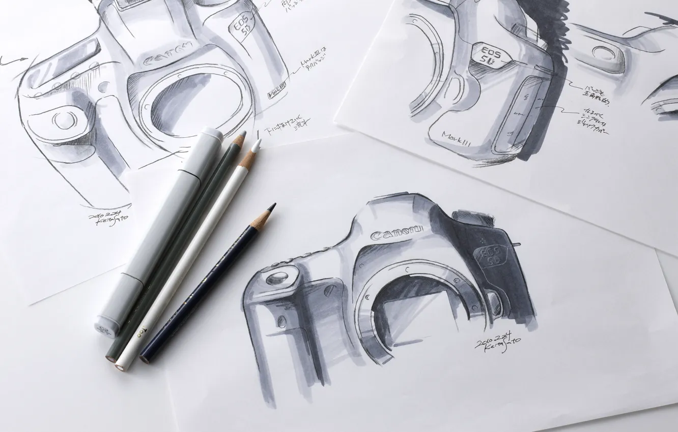 Photo wallpaper figure, pencils, sketch, the camera, Canon, EOS, MK3, MkIII