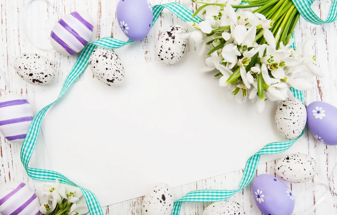 Photo wallpaper flowers, eggs, snowdrops, Easter, flowers, spring, Easter, eggs