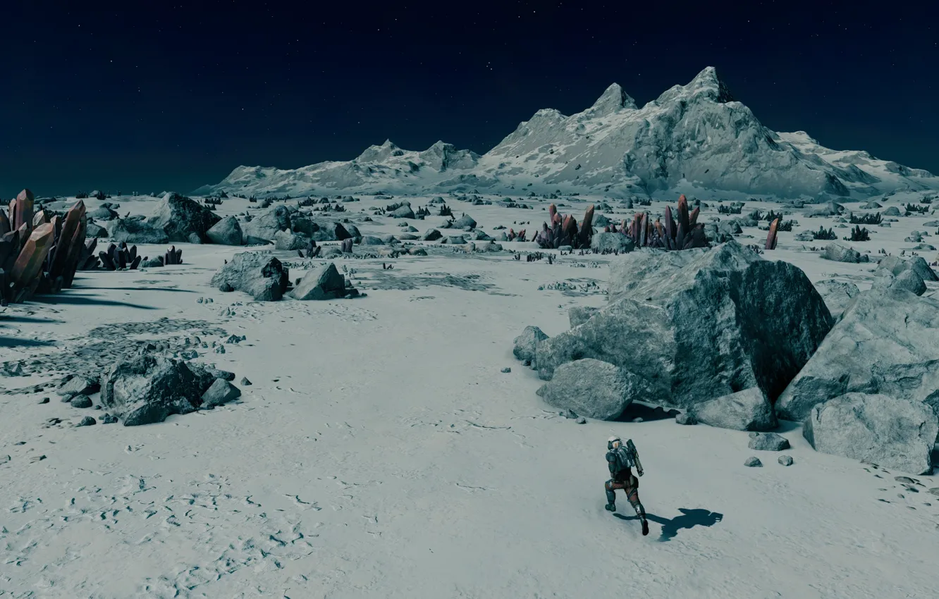 Photo wallpaper game, Starfield, run, adventures, Crystal, screen shot, moon surface