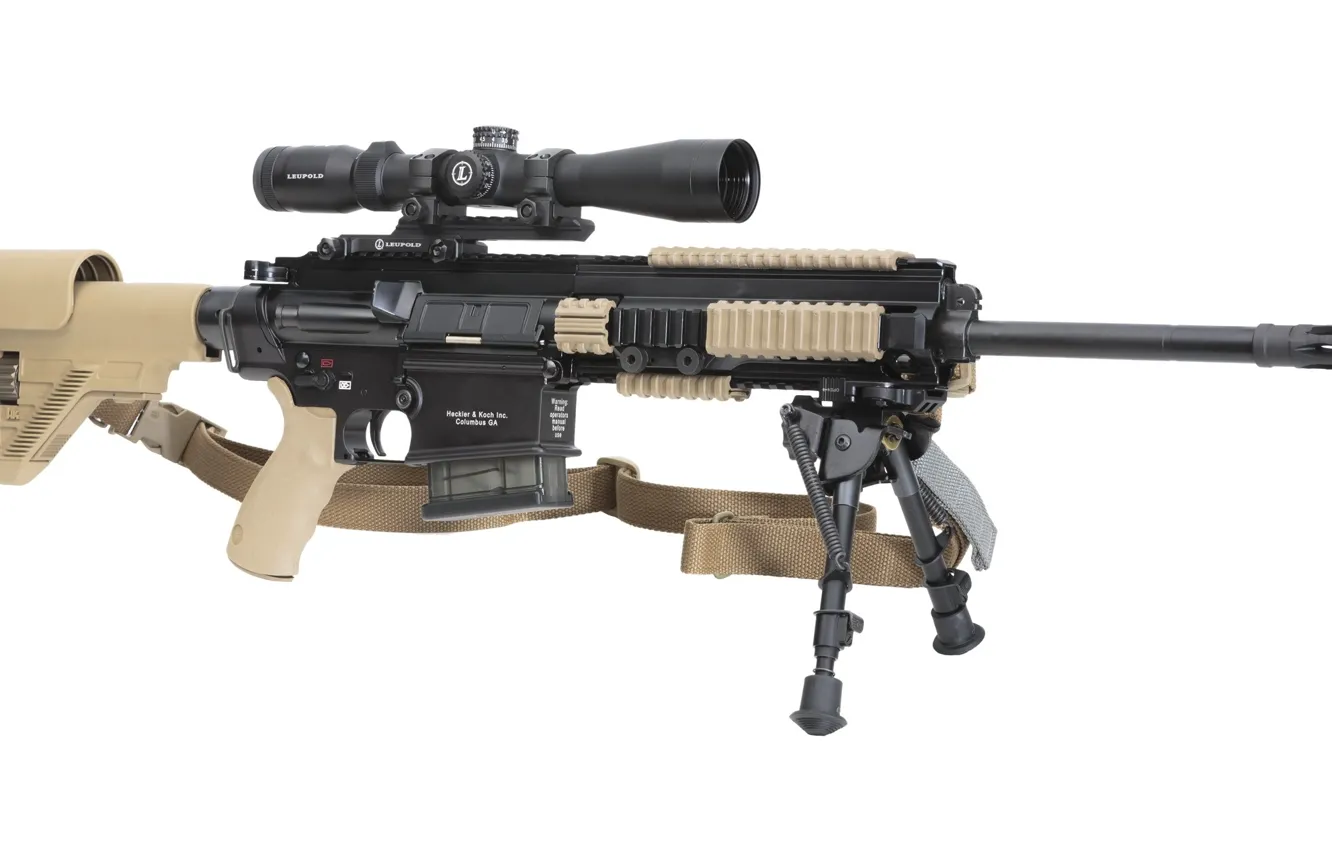 Photo wallpaper weapon, sniper, bandolier, butt expandable bipod, shooting accuracy, telescopic sight, long distance weapon, Heckler & …