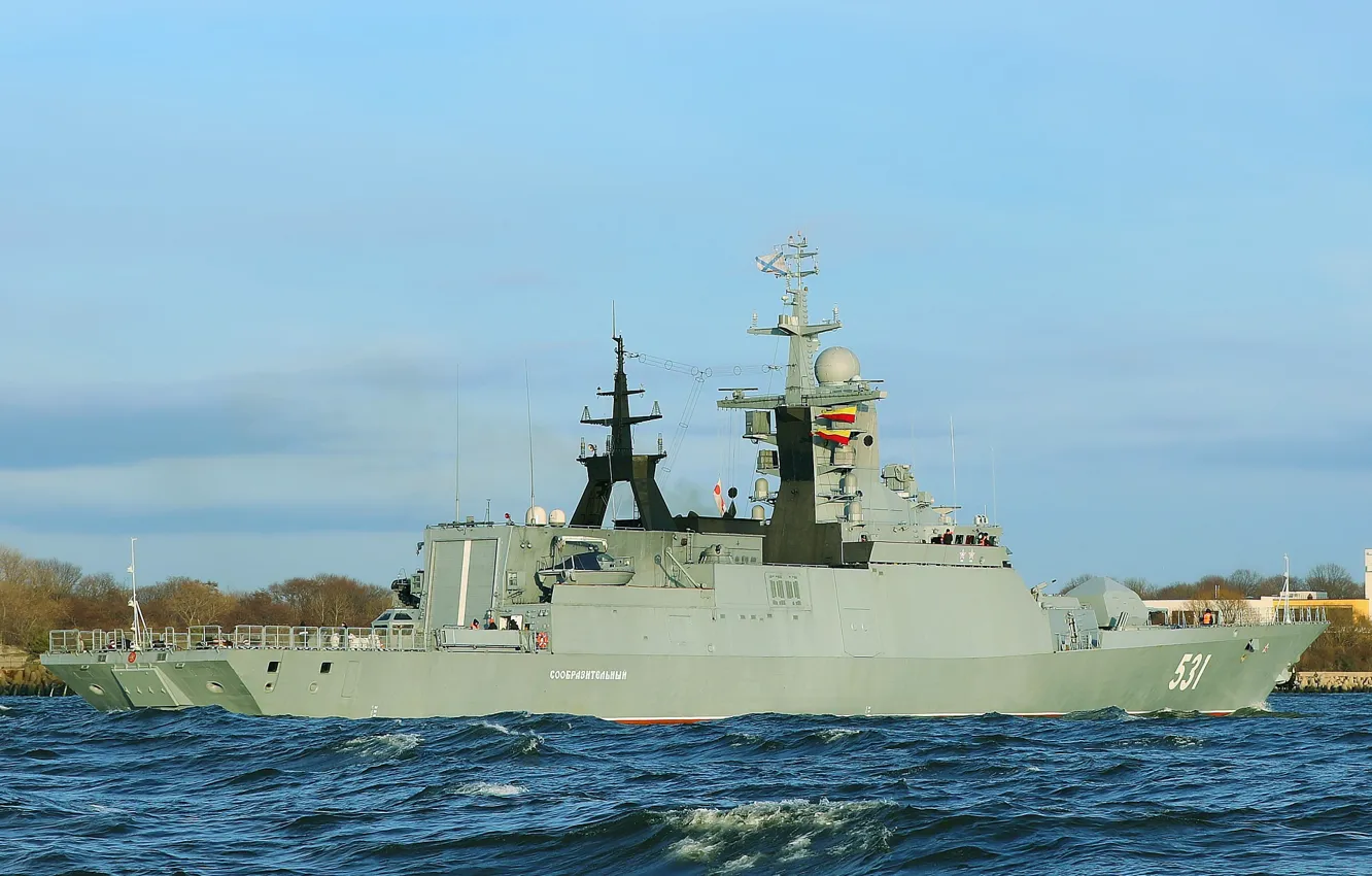 Photo wallpaper ship, Corvette, quick-witted, guard