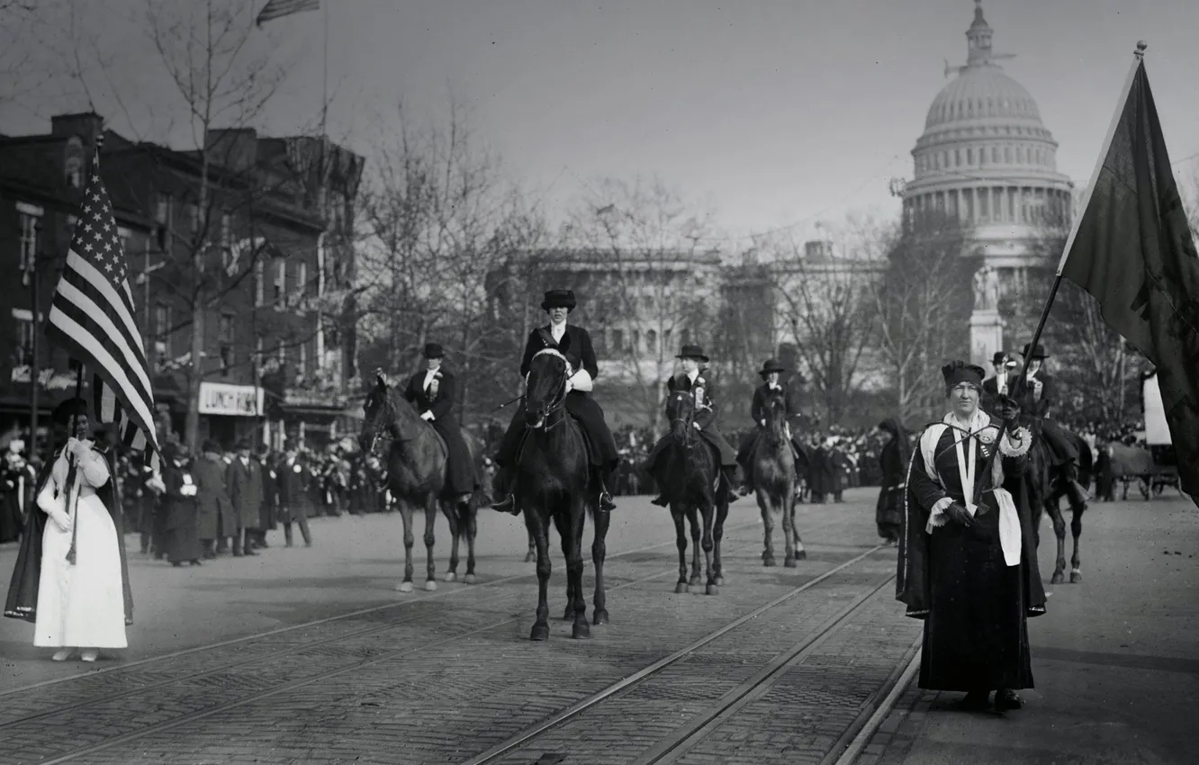 Photo wallpaper Washington, USA, March, women suffragettes, March 8, On March 3, 1913
