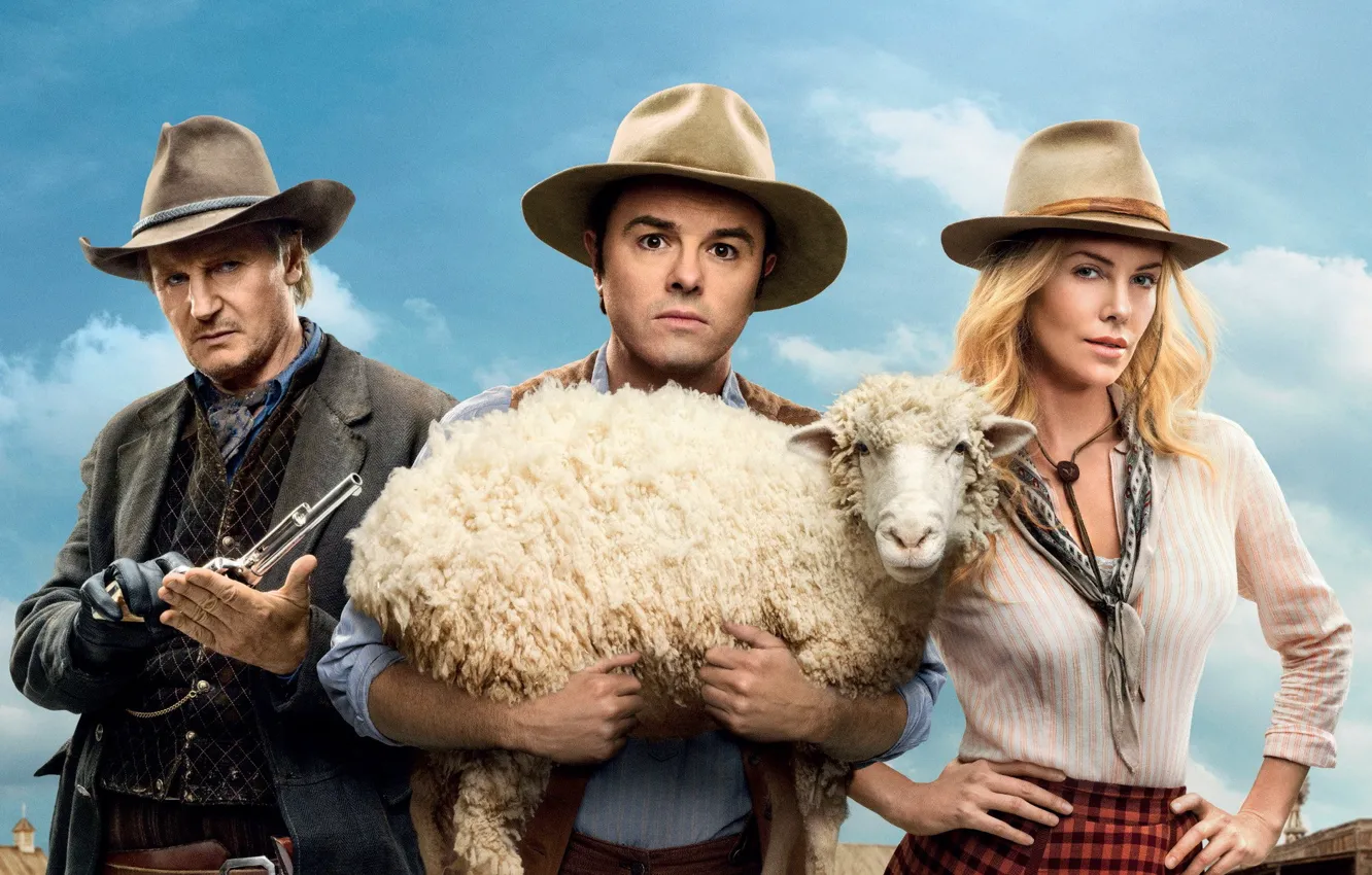 Photo wallpaper Charlize Theron, Liam Neeson, Seth MacFarlane, A Million Ways to Die in the West, A …