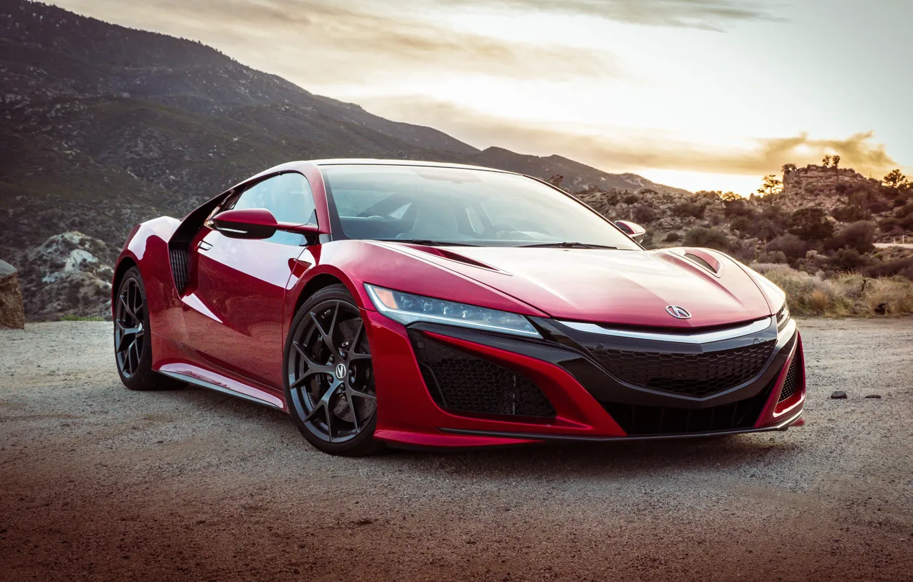 Photo wallpaper car, red, supercar, american, Acura, Acura NSX, montain, japanse