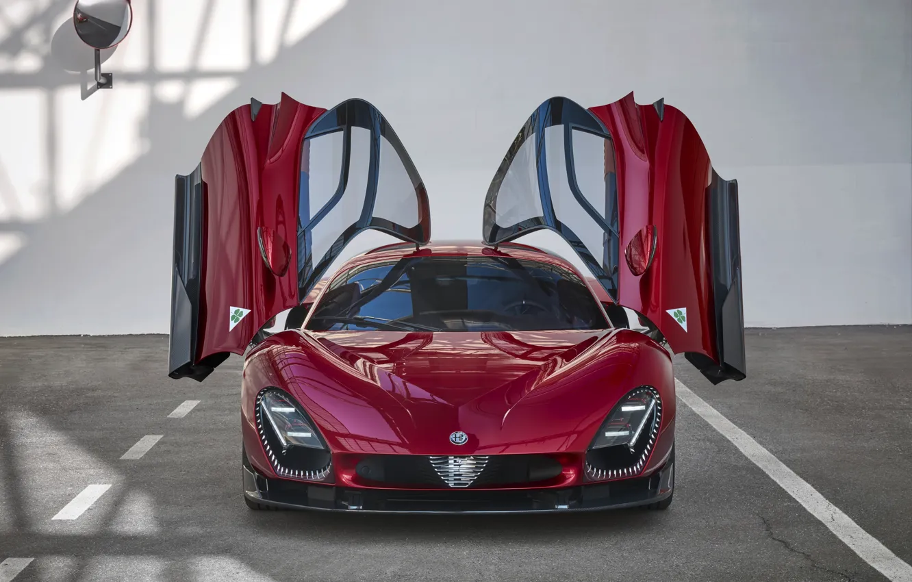 Photo wallpaper Alfa Romeo, butterfly doors, 2023, Alfa Romeo 33 Stradale, 33 Road