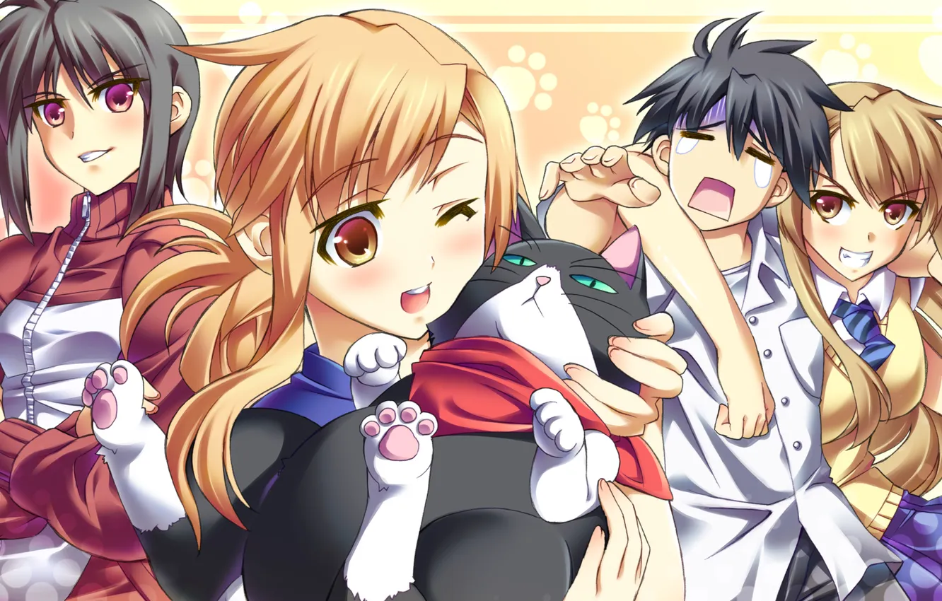 Photo wallpaper cat, girl, guy, nyan koi, mizuno kaede, nyamsas, kousaka junpei, ibuki where