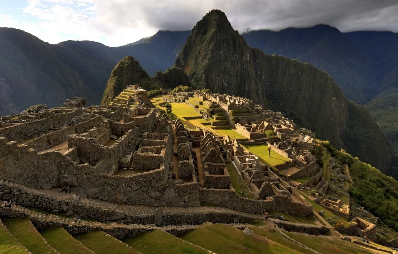 Photo wallpaper landscape, mountains, nature, photo, structure, Machu Picchu, ancient