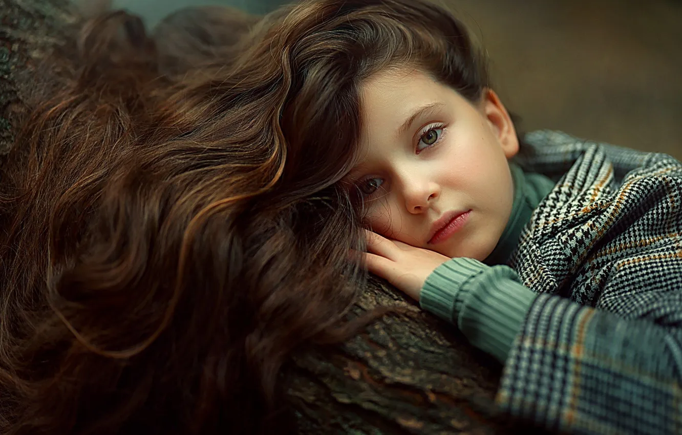 Photo wallpaper look, girl, long hair, Irina Ganich