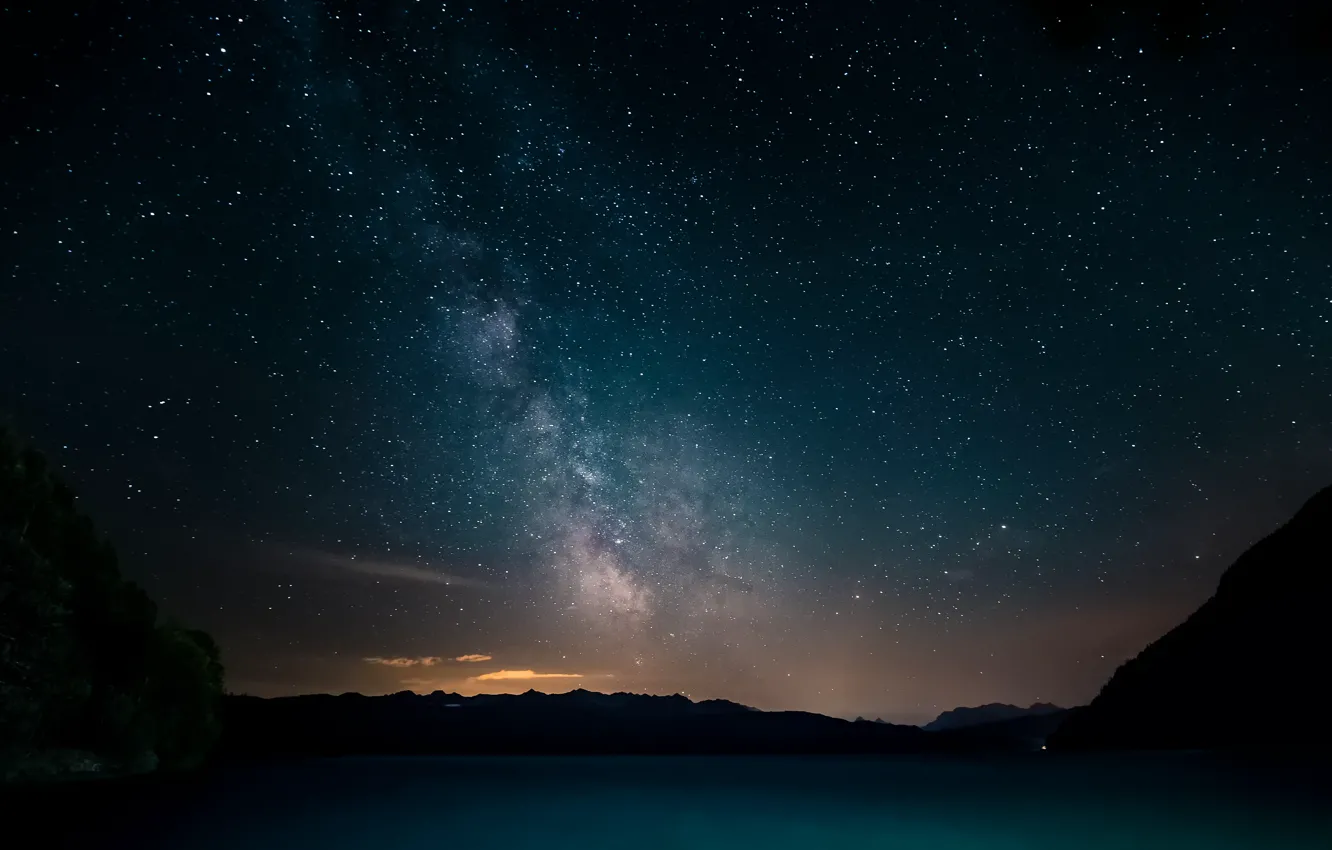 Photo wallpaper space, stars, night, panorama, the milky way