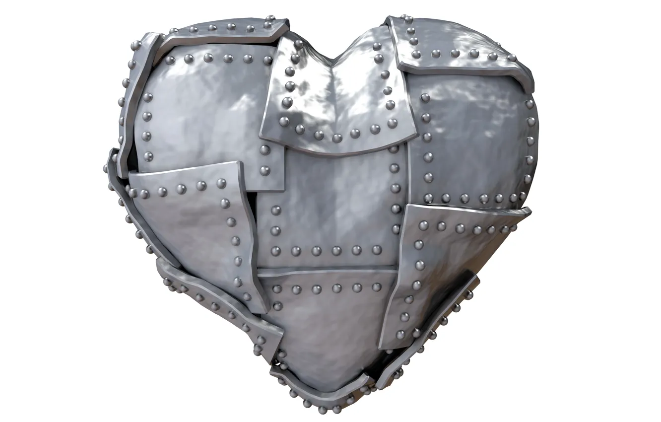 Photo wallpaper rendering, heart, metal, heart, steel, iron