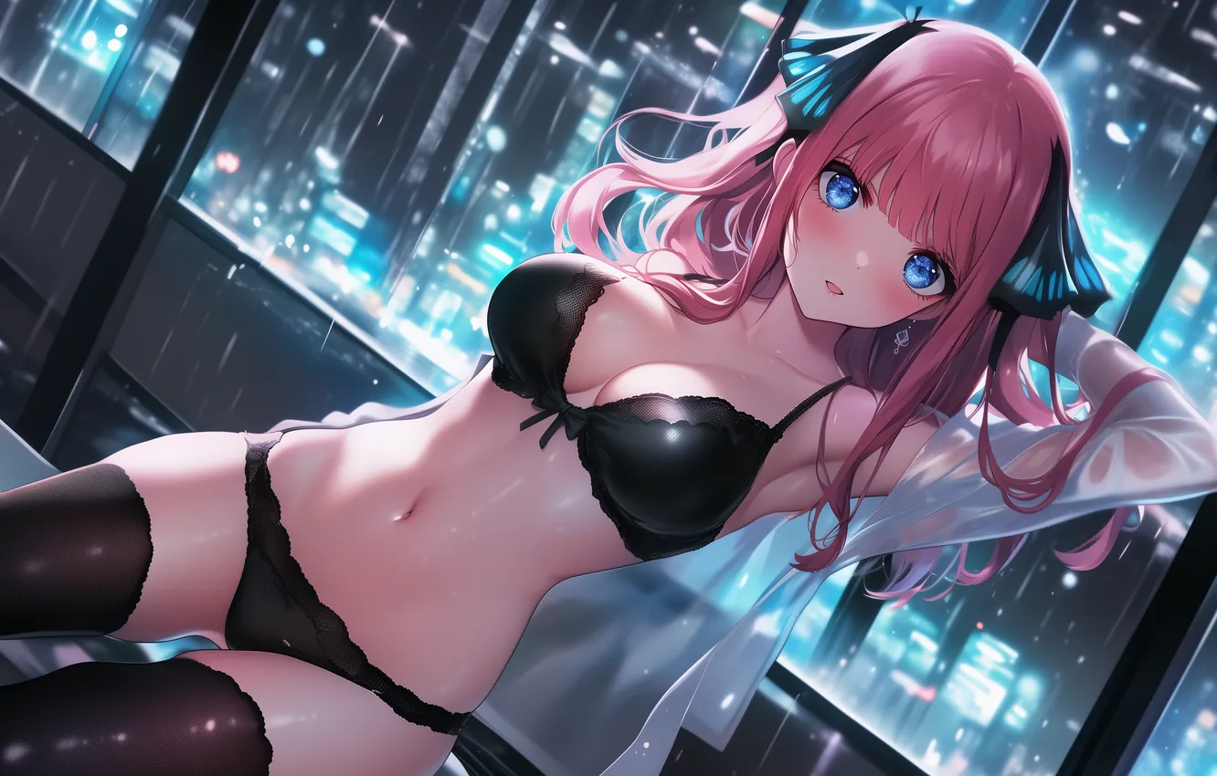 Photo wallpaper linen, anime, art, wallpaper, pink hair, 18+, The Quintessential Quintuplets, Go-Toubun no Hanayome