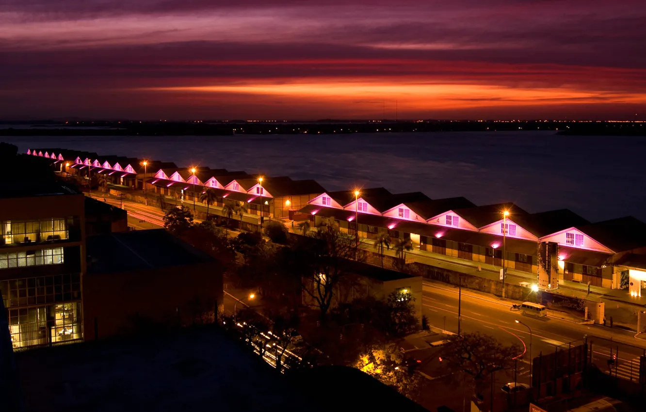 Photo wallpaper night, lights, Brazil, Porto Alegre, Rio Grande do Sul