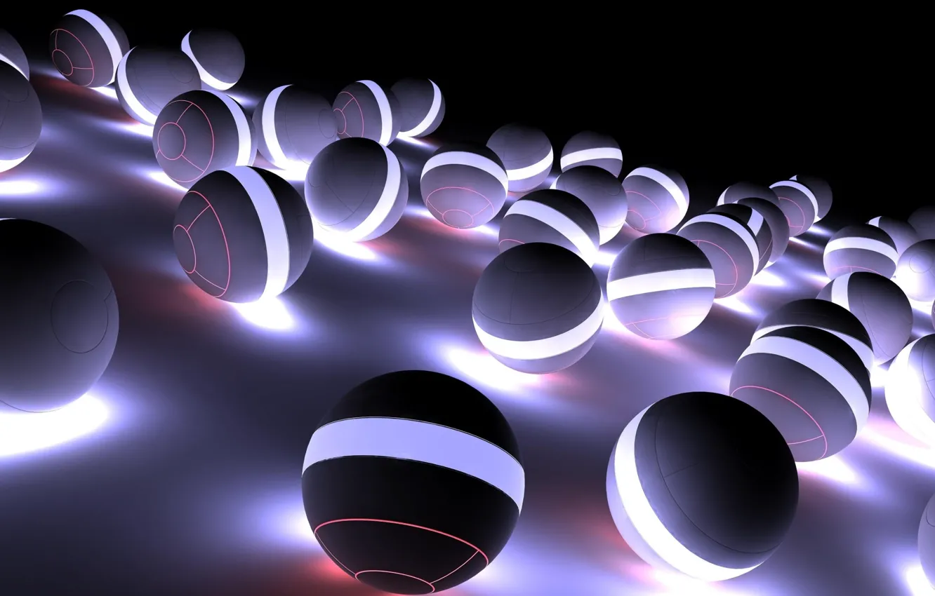 Photo wallpaper light, abstraction, rendering, balls, light, sphere, abstraction, ball