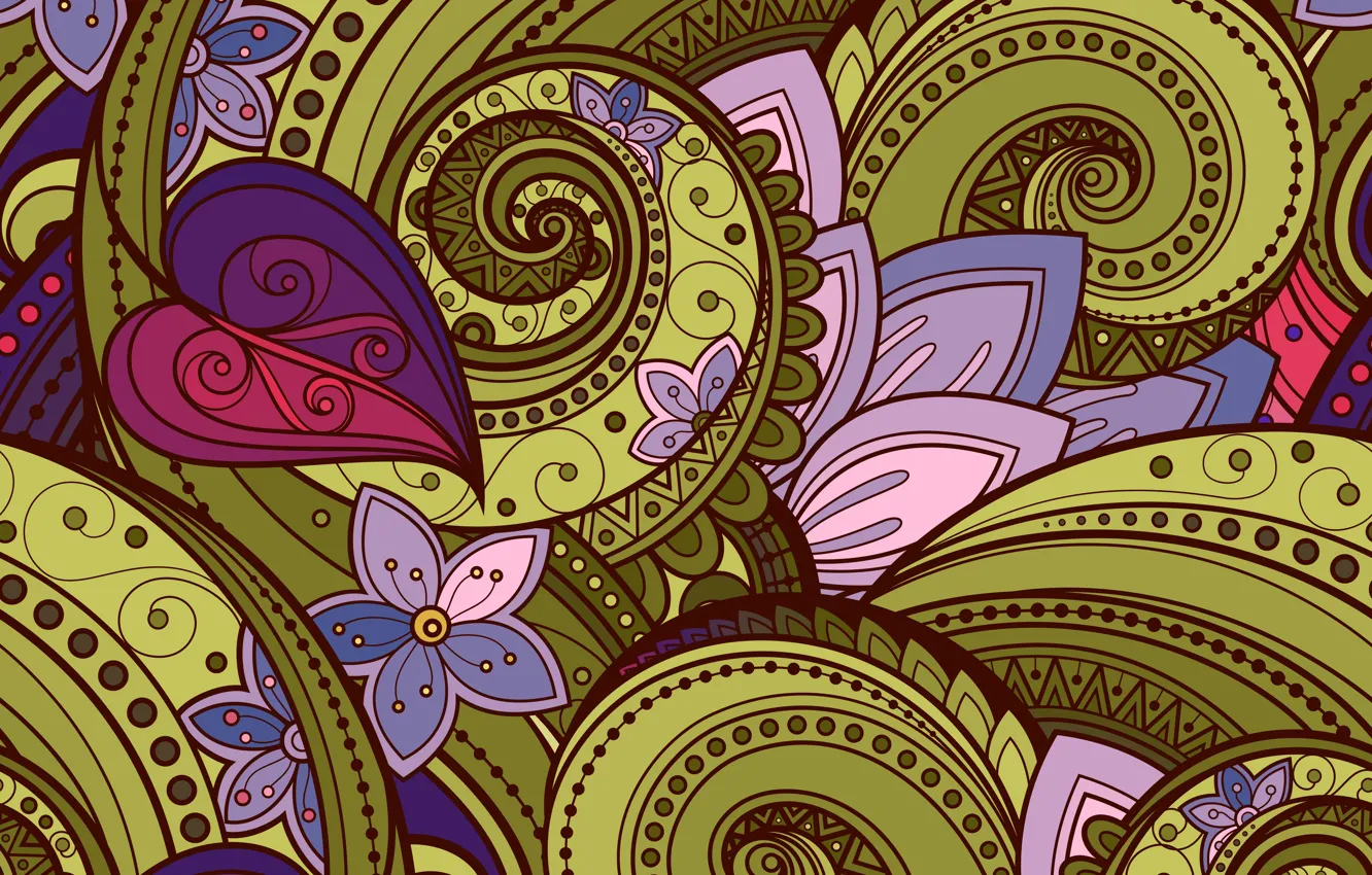 Photo wallpaper pattern, texture, ornament, colorful, twisted